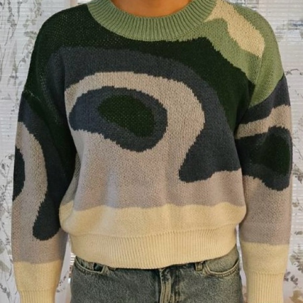 Small SHEIN abstract blue and green sweater